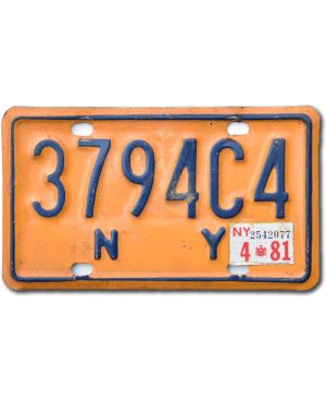 Motocyklowa Tablica Rejestracyjna USA New York Yellow 3794C4