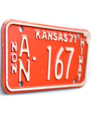 Motocyklowa Tablica Rejestracyjna USA Kansas 1971 AN 167