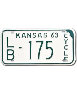 Motocyklowa Tablica Rejestracyjna USA Kansas 1963 LB 175