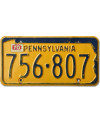 Tablica rejestracyjna USA Pennsylvania Yellow 756-807