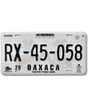 Meksykańska tablica rejestracyjna Oaxaca RX-45-058