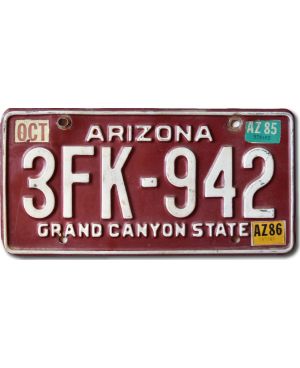 Tablica rejestracyjna USA Arizona Red 3FK-942