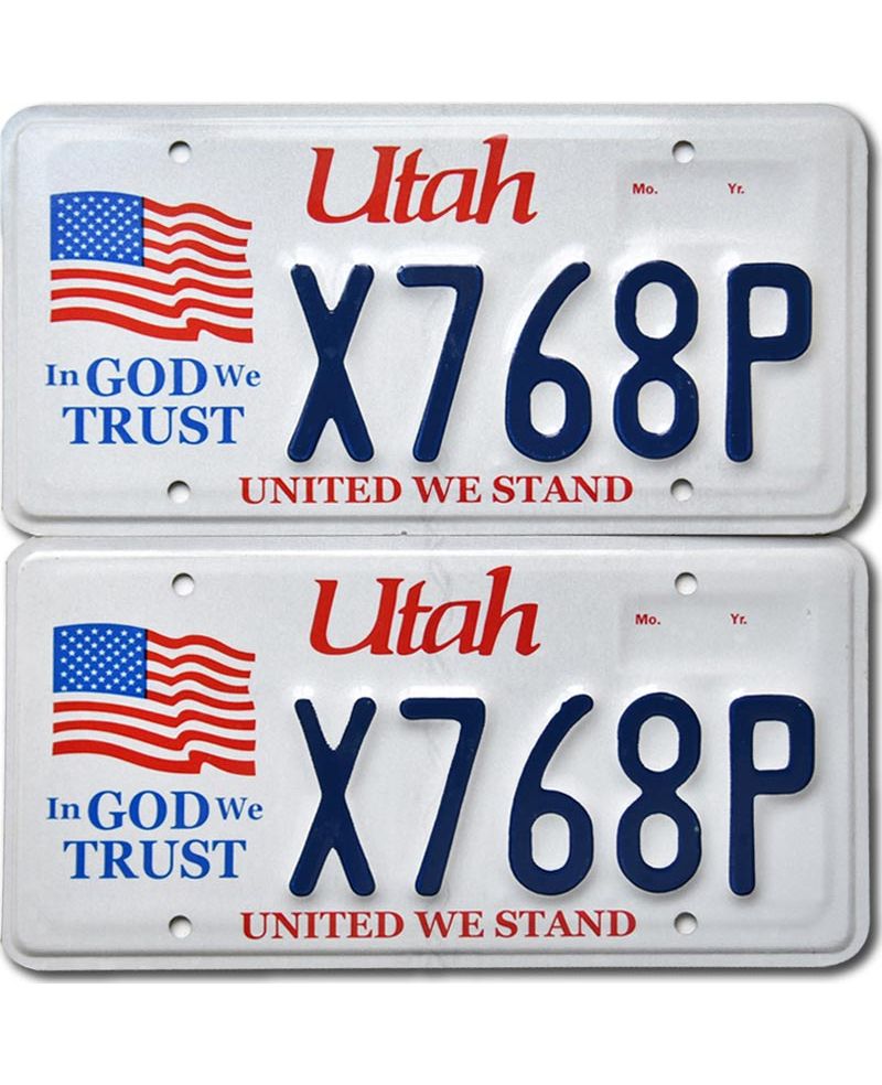 Americká SPZ Utah In God We Trust X768P pár