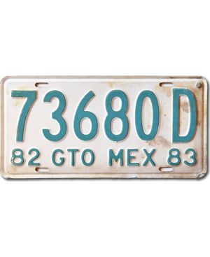 Meksykańska tablica rejestracyjna Guanajuato 73680D