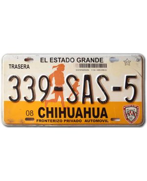 Meksykańska tablica rejestracyjna Chihuahua 339-SAS-5
