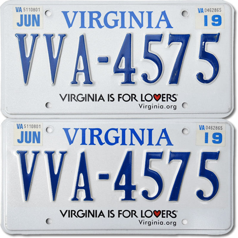 Tablica rejestracyjna USA Virginia For Lovers VVA-4575 para