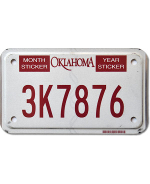 Motocyklowa Tablica Rejestracyjna USA Oklahoma 3K7876