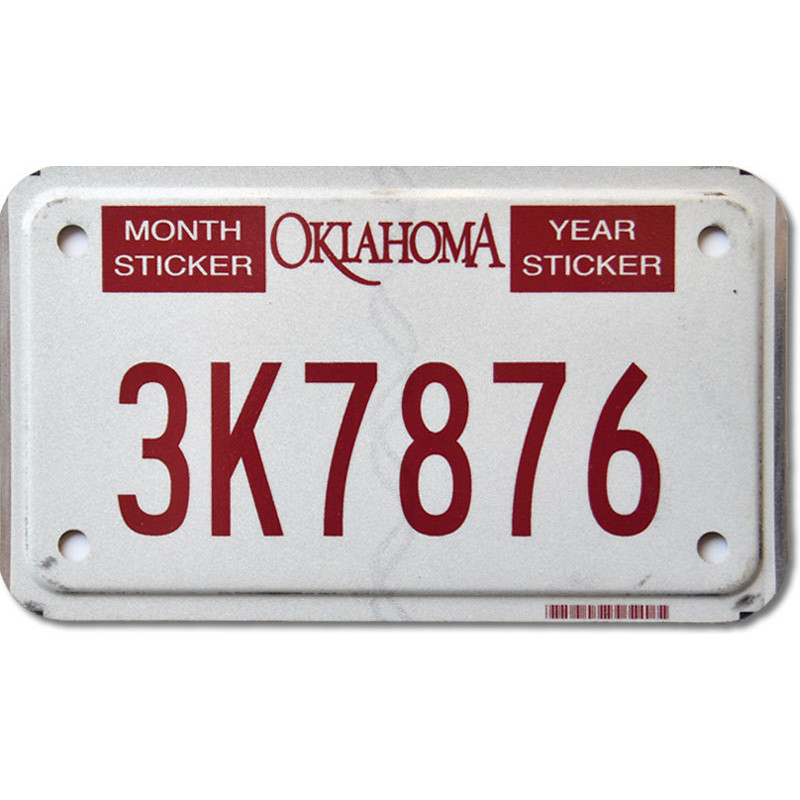 Motocyklowa Tablica Rejestracyjna USA Oklahoma 3K7876