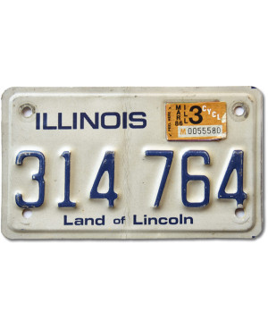 Motocyklowa Tablica Rejestracyjna USA Illinois 314 764