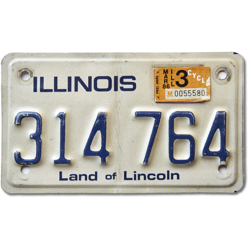 Motocyklowa Tablica Rejestracyjna USA Illinois 314 764