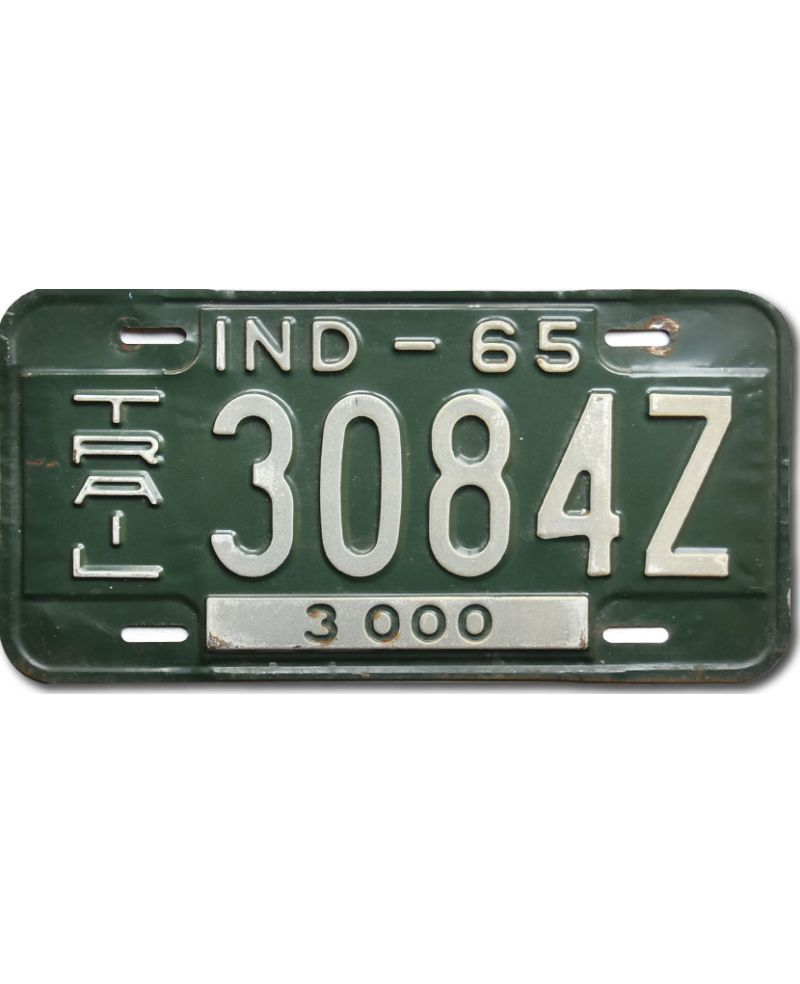 Tablica rejestracyjna USA Indiana 1965 Green 3084Z Trailer