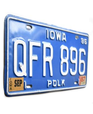Tablica rejestracyjna USA Iowa 1986 Blue QFR 896
