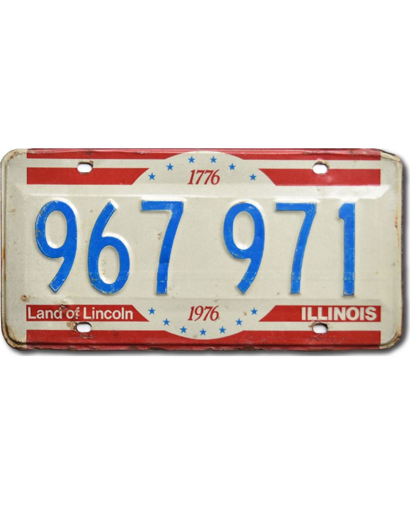 Tablica rejestracyjna USA Illinois 1976 Land of Lincoln 967 971