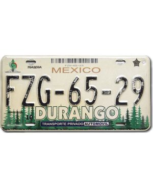 Meksykańska tablica rejestracyjna Durango Forest FZG-65-29