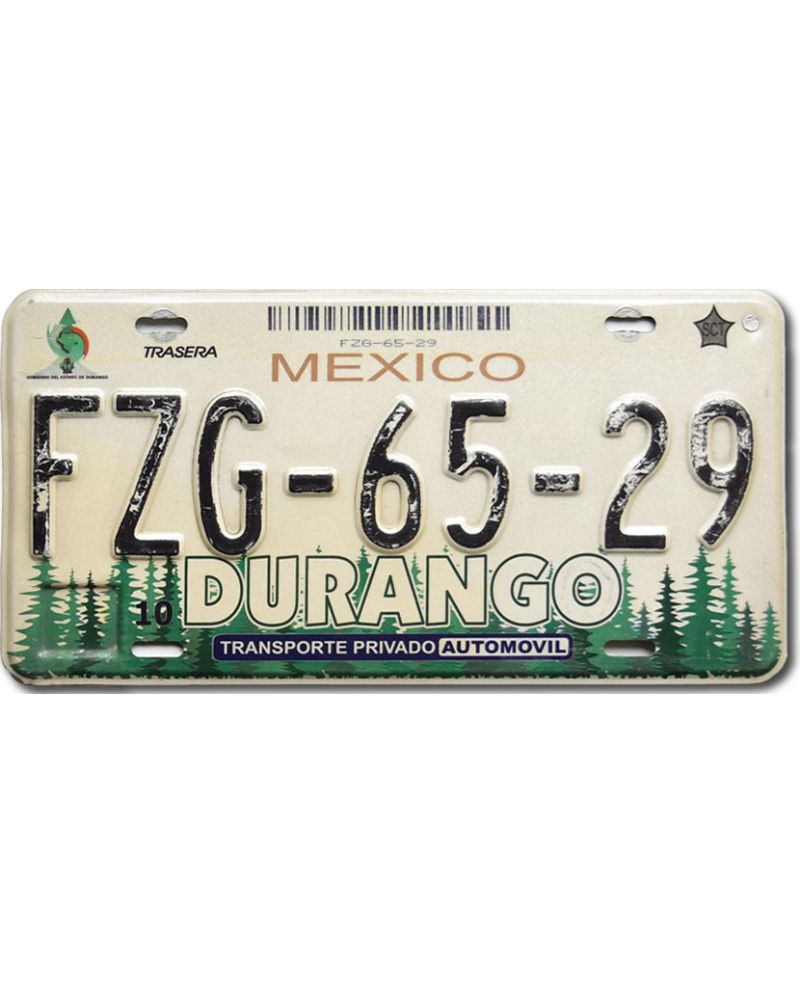 Mexická SPZ Durango Forest FZG-65-29