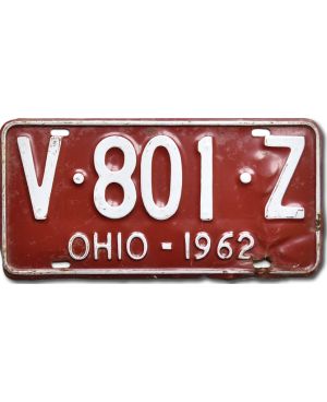 Tablica rejestracyjna USA Ohio 1962 Red V-801-Z