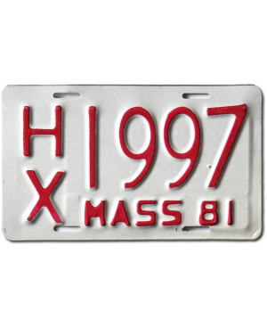 Motocyklowa Tablica Rejestracyjna USA Massachusetts 1981 HK 1997