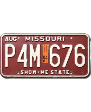 Tablica rejestracyjna USA Missouri 1994 Show Me P4M 676