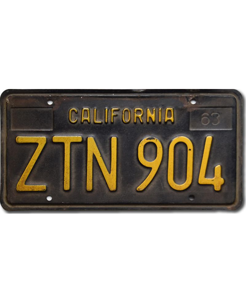 Tablica rejestracyjna USA California 1963 Black ZTN 904