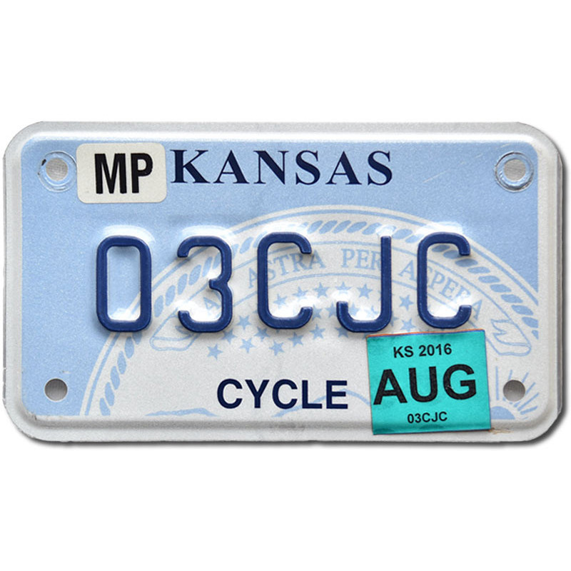 Motocyklowa Tablica Rejestracyjna USA Kansas 03CJC