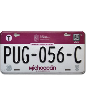 Meksykańska tablica rejestracyjna Michoacán PUG-056-C