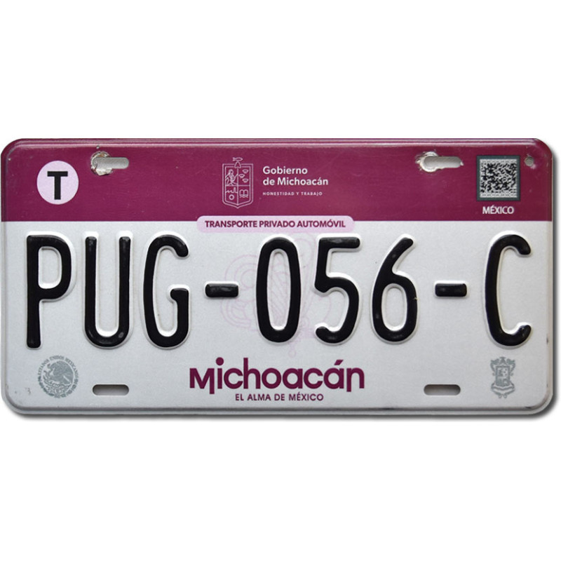 Meksykańska tablica rejestracyjna Michoacán PUG-056-C