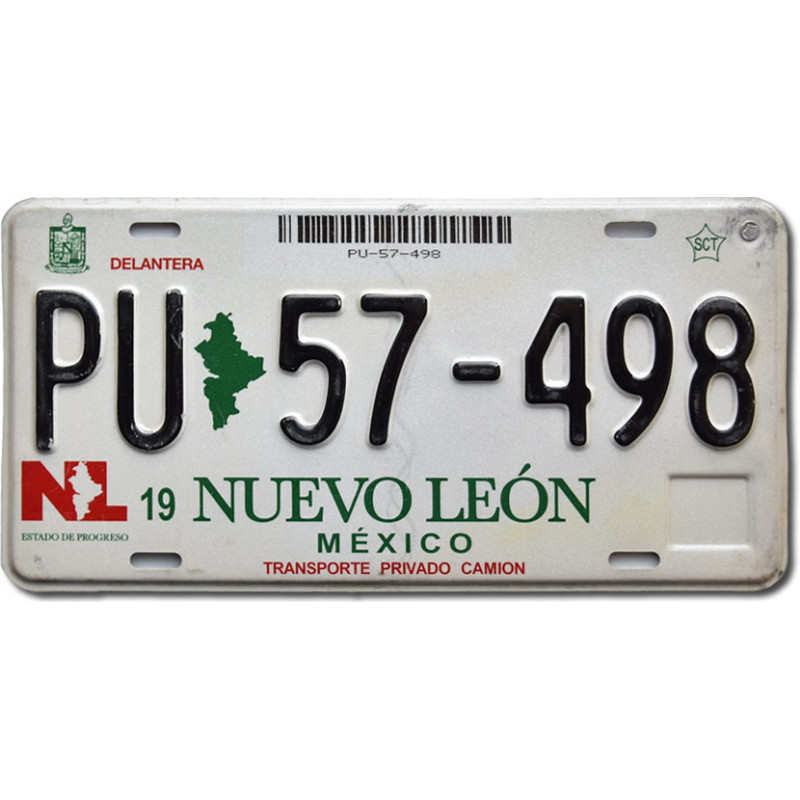 Meksykańska tablica rejestracyjna Nuevo León Truck PU-57-498