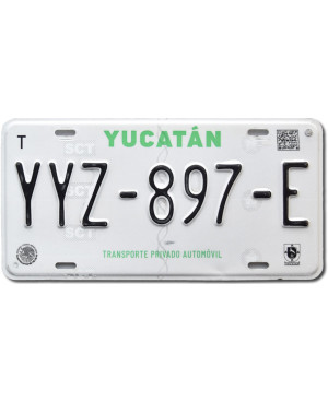 Meksykańska tablica rejestracyjna Yucatán YYZ-897-E