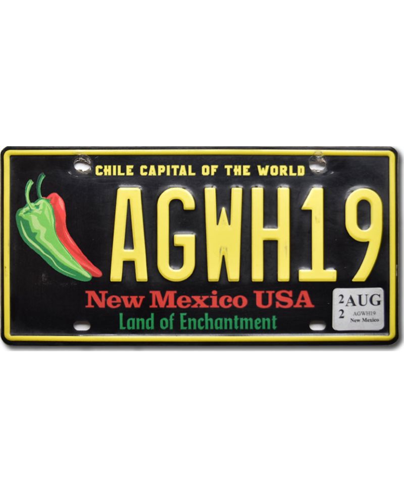 Tablica rejestracyjna USA New Mexico Chile Capital AGWH19