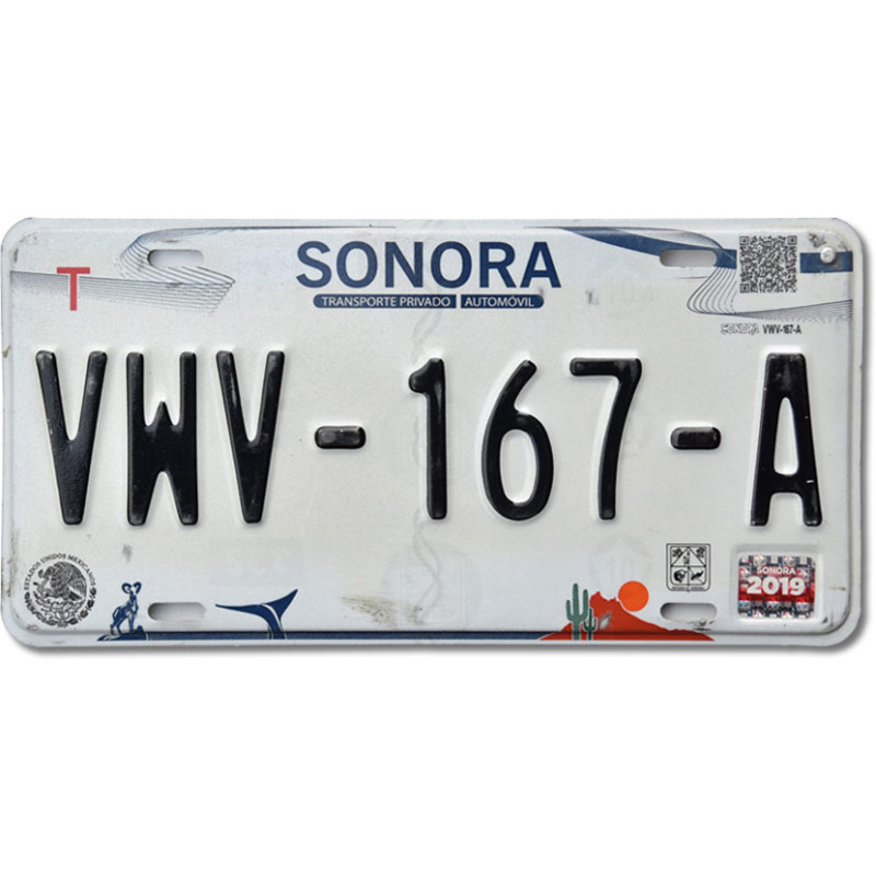 Meksykańska tablica rejestracyjna Sonora VWV-167-A