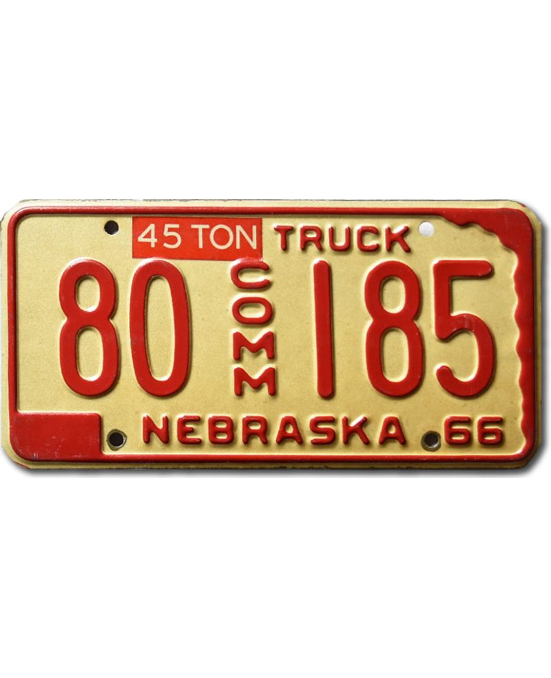 Tablica rejestracyjna USA Nebraska 1966 Truck 80 185