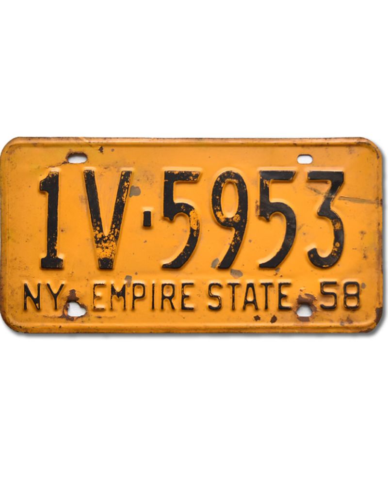Tablica rejestracyjna USA New York 1958 Yellow 1V.5953