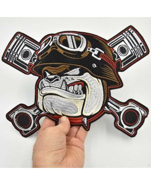 Moto nášivka Bulldog Pistons XXL na záda 29 cm x 22 cm