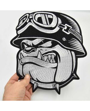 Naszywka duża Bulldog Helmet XXL na plecy 28 cm x 25 cm