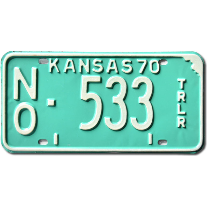 Tablica rejestracyjna USA Kansas 1970 Green Trailer NO 533