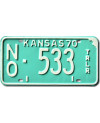 Tablica rejestracyjna USA Kansas 1970 Green Trailer NO 533