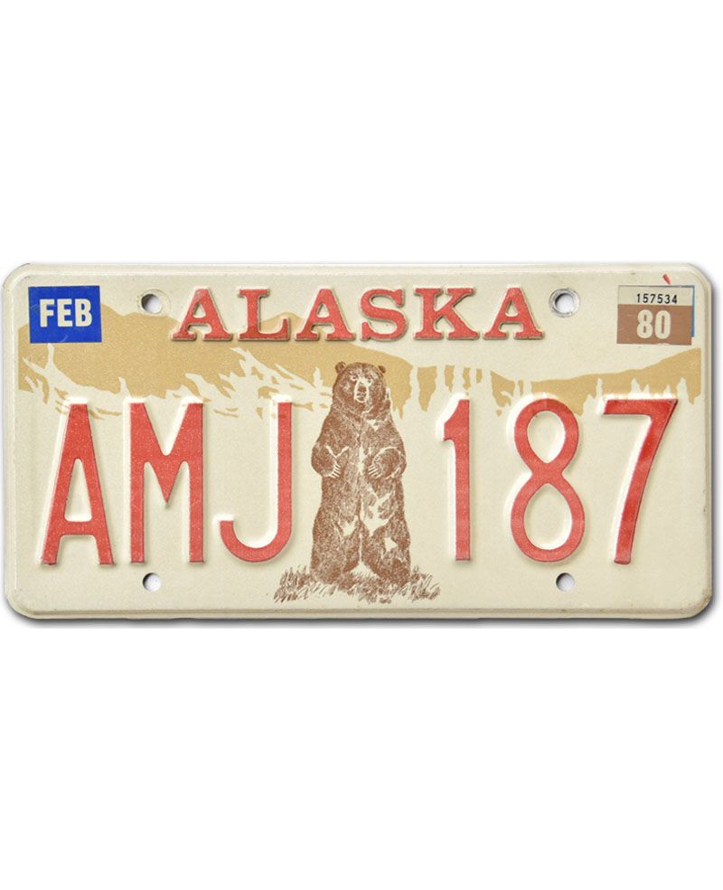 Tablica rejestracyjna USA Alaska 1976 Grizzly Bear AMJ 187
