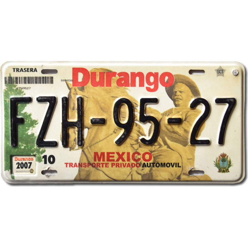 Meksykańska tablica rejestracyjna Durango 2007 FZH-95-27