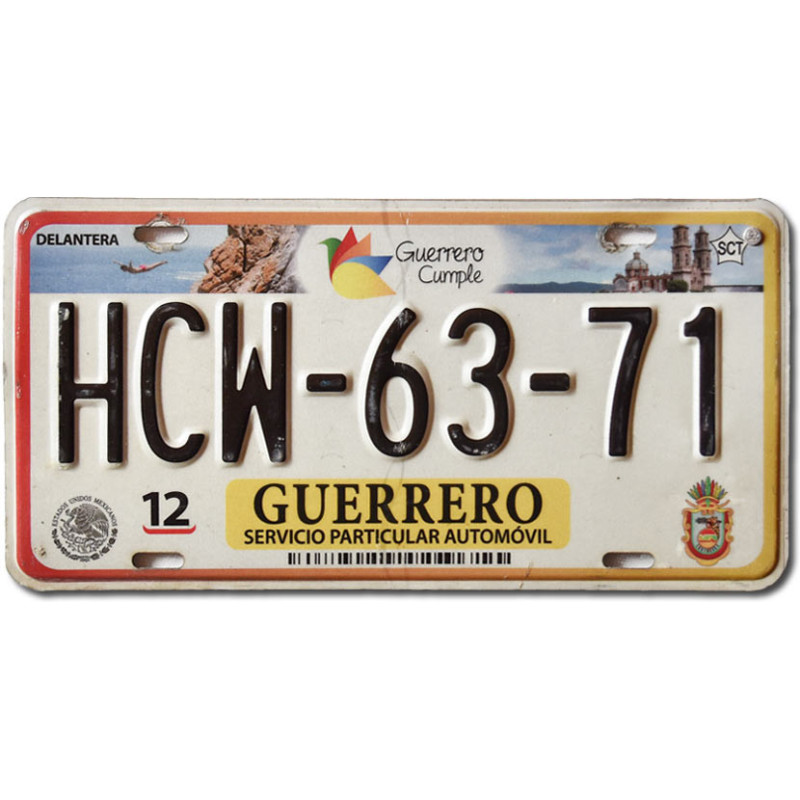 Meksykańska tablica rejestracyjna Guerrero 2016 HCW-63-71