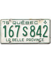 Kanadyjska tablica rejestracyjna Quebec 1975 White 167 S 842