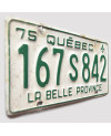 Kanadyjska tablica rejestracyjna Quebec 1975 White 167 S 842