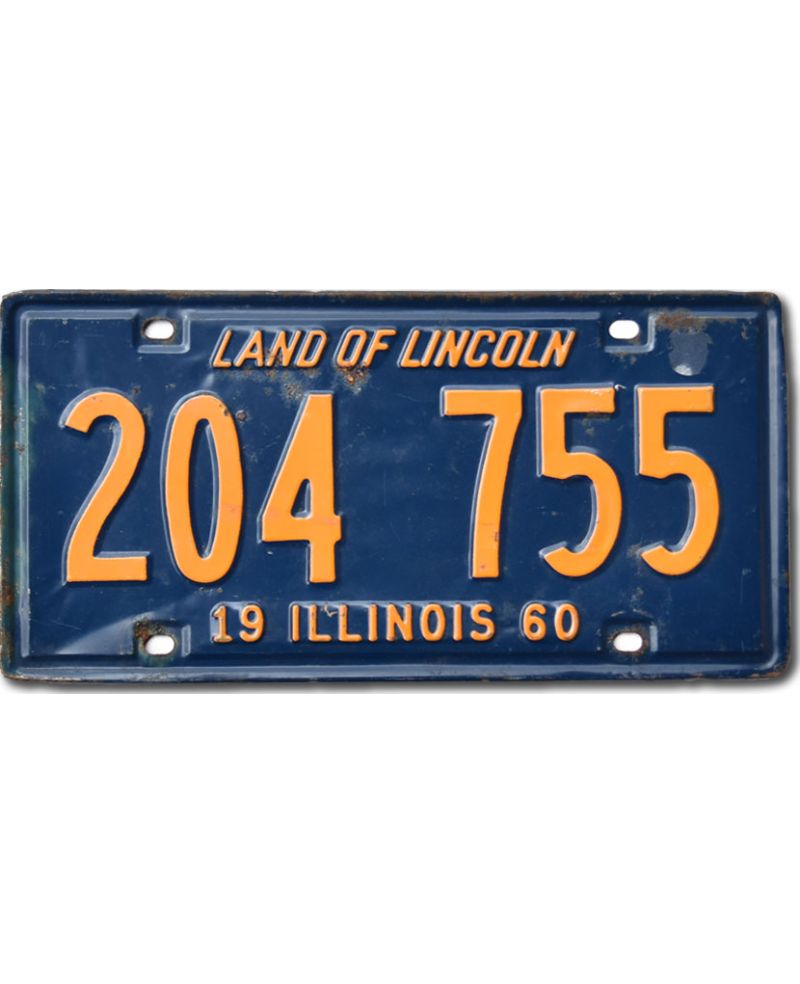 Tablica rejestracyjna USA Illinois 1960 Land of Lincoln 204 755