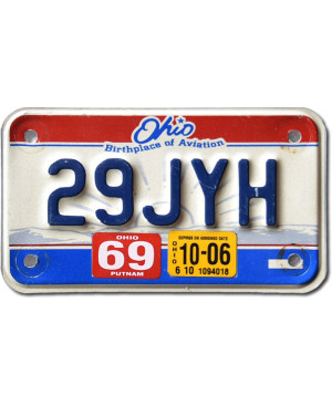 Motocyklowa Tablica Rejestracyjna USA Ohio 29JYH