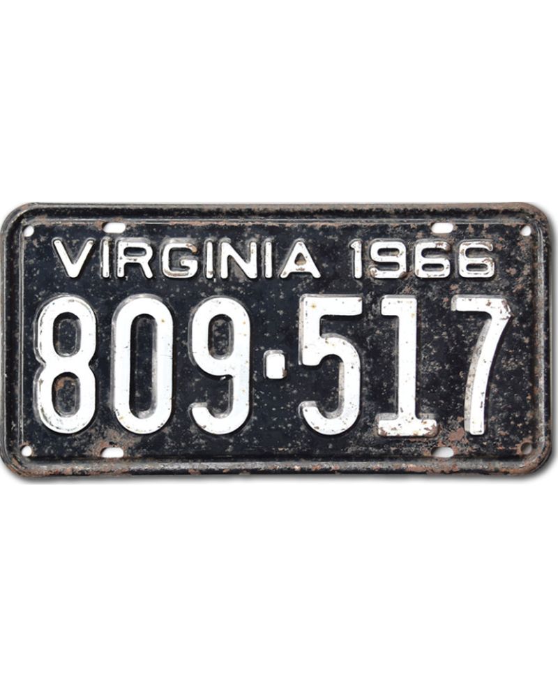 Americká SPZ Virginia 1966 Black 809-517