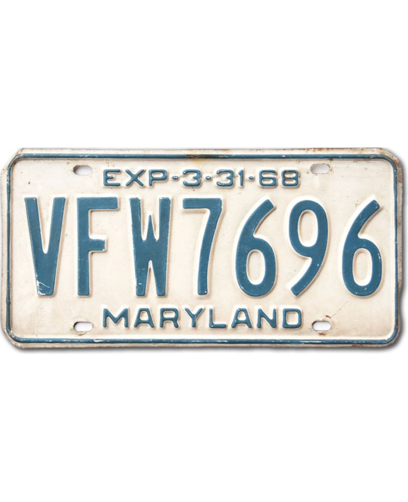 Tablica rejestracyjna USA Maryland 1968 Veteran Foreign War 7696