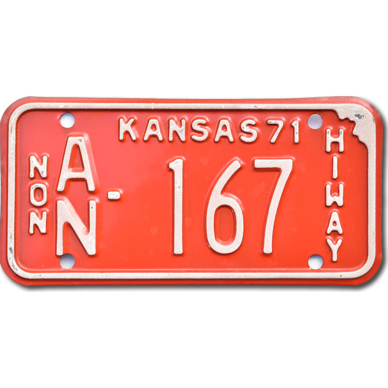 Motocyklowa Tablica Rejestracyjna USA Kansas 1971 AN 167