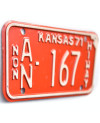 Motocyklowa Tablica Rejestracyjna USA Kansas 1971 AN 167