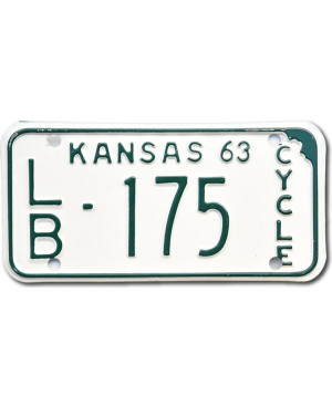 Motocyklowa Tablica Rejestracyjna USA Kansas 1963 LB 175
