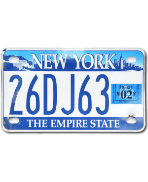 Motocyklowa Tablica Rejestracyjna USA New York Empire 26DJ63