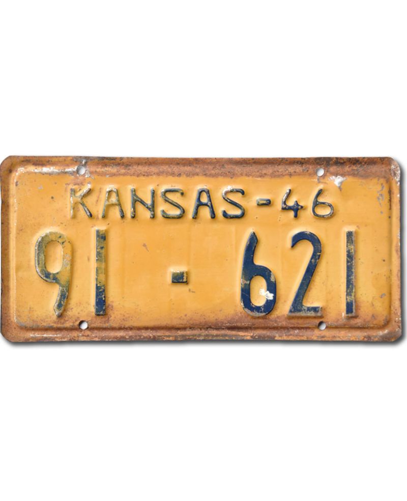 Tablica rejestracyjna USA Kansas 1946 Yellow 91-621